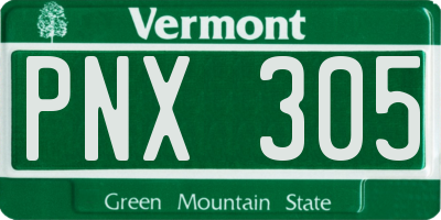 VT license plate PNX305