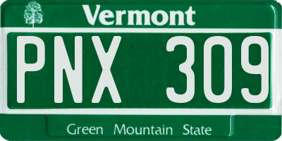 VT license plate PNX309