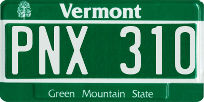 VT license plate PNX310