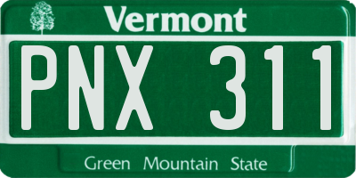 VT license plate PNX311