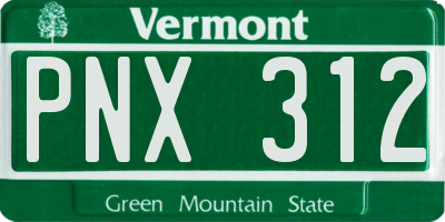 VT license plate PNX312