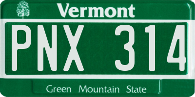 VT license plate PNX314