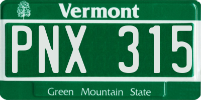 VT license plate PNX315