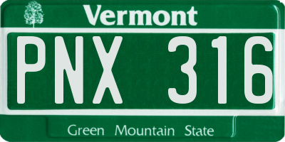 VT license plate PNX316