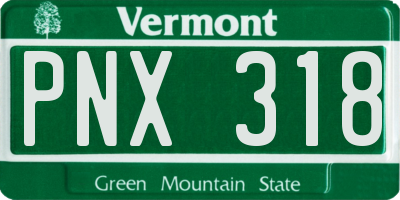 VT license plate PNX318