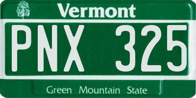 VT license plate PNX325
