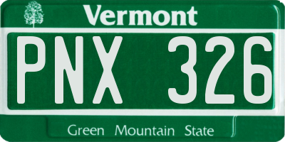 VT license plate PNX326