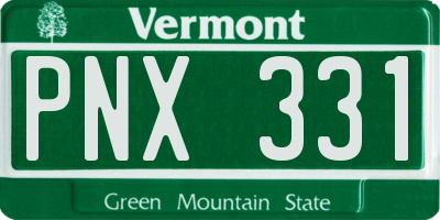 VT license plate PNX331