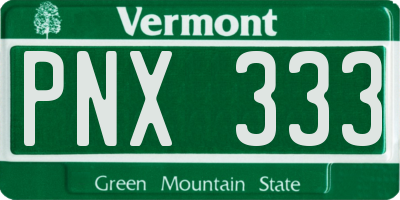 VT license plate PNX333
