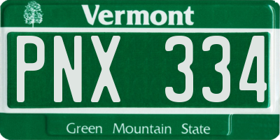 VT license plate PNX334