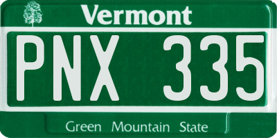 VT license plate PNX335