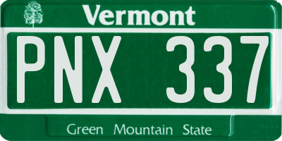VT license plate PNX337