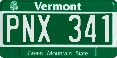 VT license plate PNX341
