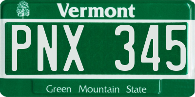VT license plate PNX345