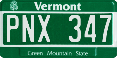VT license plate PNX347