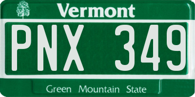 VT license plate PNX349
