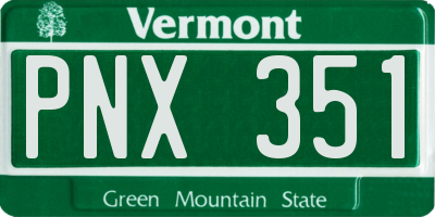 VT license plate PNX351