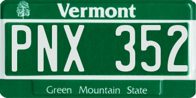 VT license plate PNX352