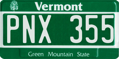 VT license plate PNX355