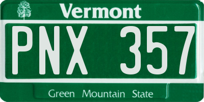 VT license plate PNX357