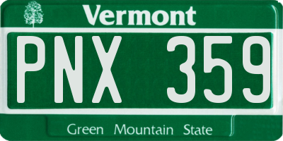 VT license plate PNX359