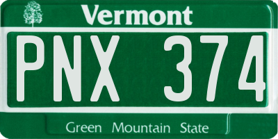 VT license plate PNX374
