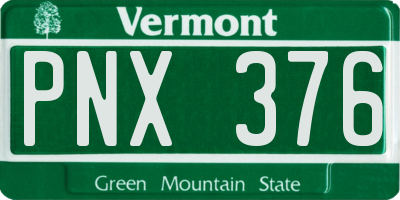 VT license plate PNX376