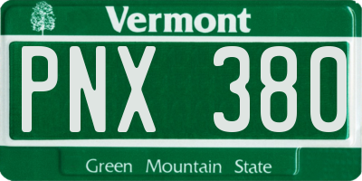 VT license plate PNX380