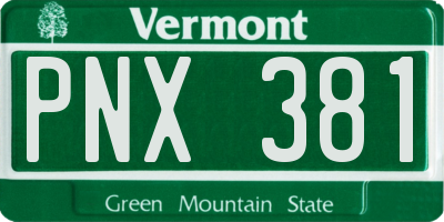 VT license plate PNX381