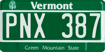 VT license plate PNX387