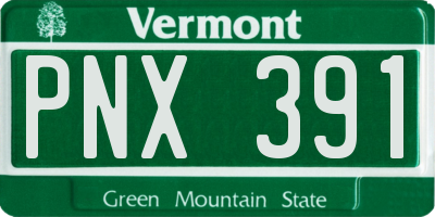 VT license plate PNX391