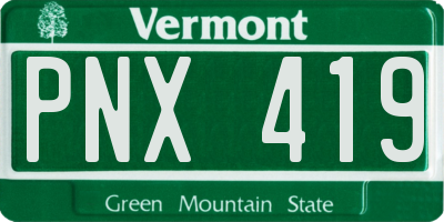 VT license plate PNX419