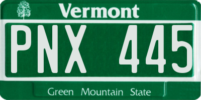 VT license plate PNX445