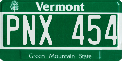 VT license plate PNX454