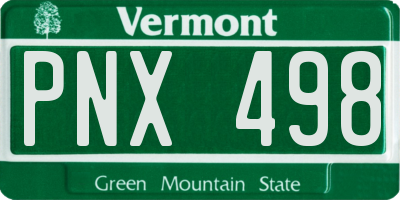 VT license plate PNX498