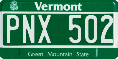 VT license plate PNX502