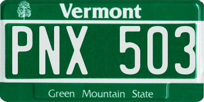 VT license plate PNX503