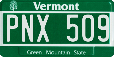 VT license plate PNX509