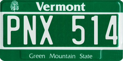 VT license plate PNX514