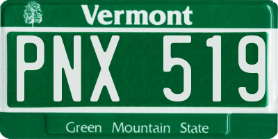 VT license plate PNX519