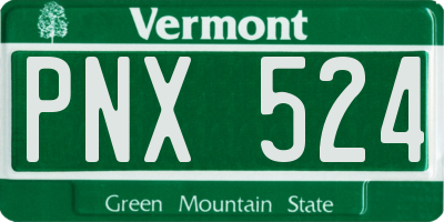 VT license plate PNX524