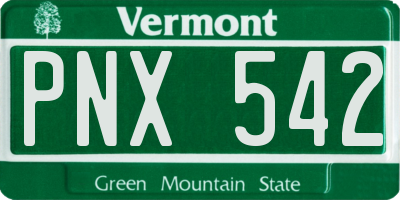 VT license plate PNX542