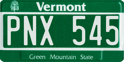 VT license plate PNX545