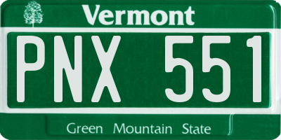 VT license plate PNX551