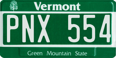 VT license plate PNX554