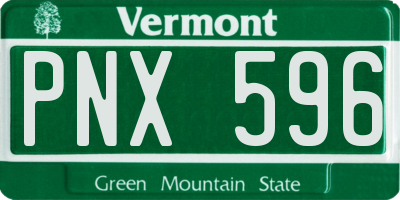 VT license plate PNX596