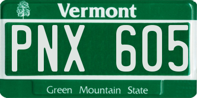 VT license plate PNX605