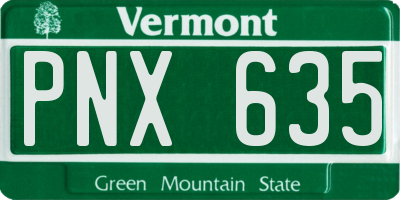 VT license plate PNX635