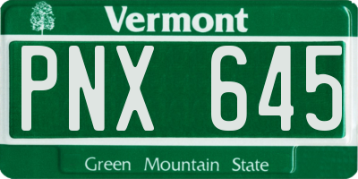 VT license plate PNX645