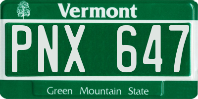 VT license plate PNX647